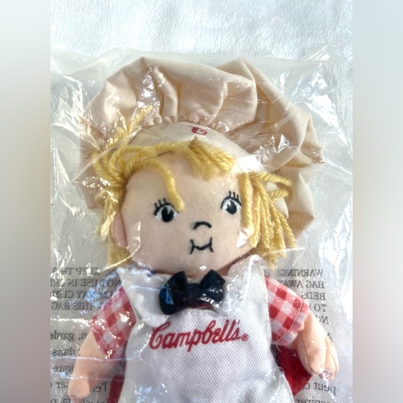 Plush Campbell Soup Kids Girl Chef 8" Doll Apron Hat Stuffed Toy Blonde NIP - Picture 3 of 6